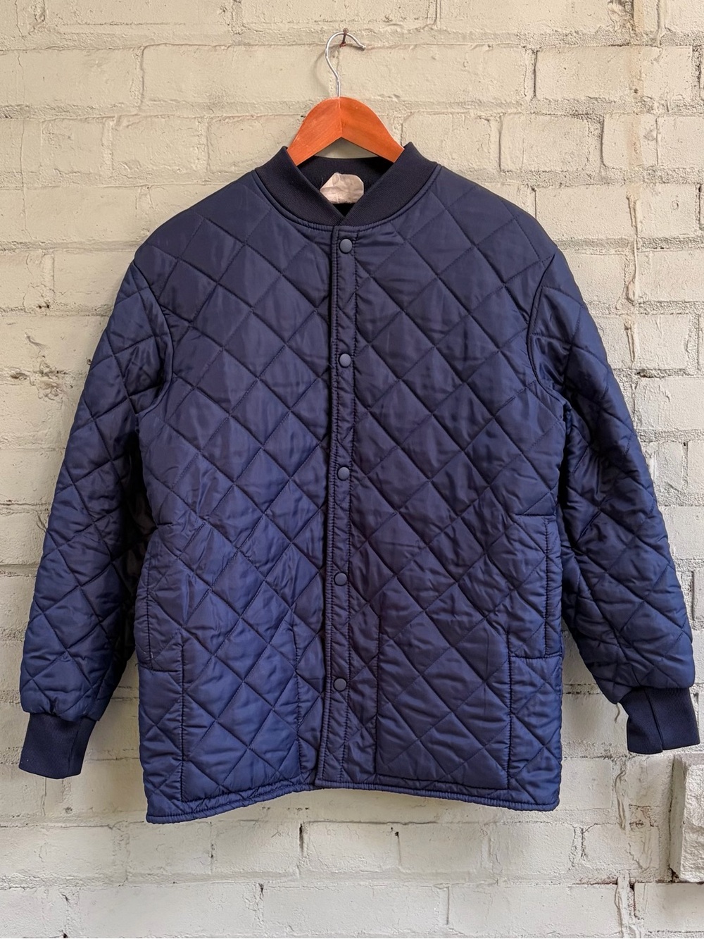 Vintage Quilted Jacket - Equestrian Utility Jacket in Navy Blue